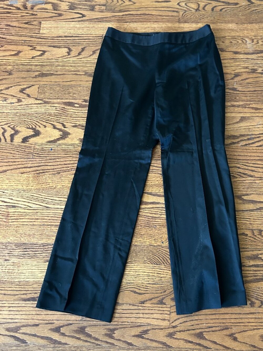 Ann Taylor Black Satin Side Zip Rayon Dress Pants Size 6